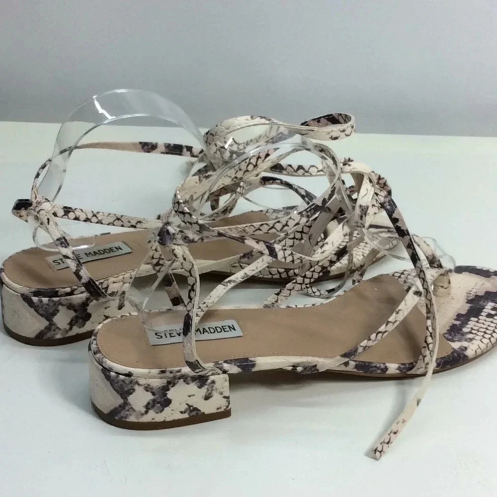 Steve Madden🐊Print Tie Leg Design Strappy Sandals - Picture 2 of 7